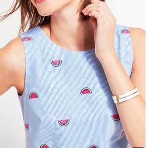 Talbots Watermelon Embroidered Seersucker
Shift Dress Ruffle Hem Summer Size 6